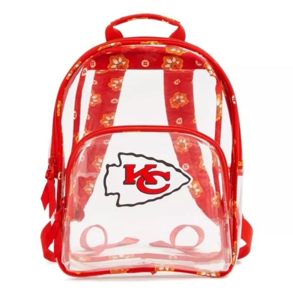 Kansas City Chiefs KC Backpack Vera Bradley X NFL Red Yellow Bandana Clear NWT - Picture 1 of 6